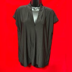 Buffalo Ladies' V-Neck Short Sleeve Blouse Size L Black